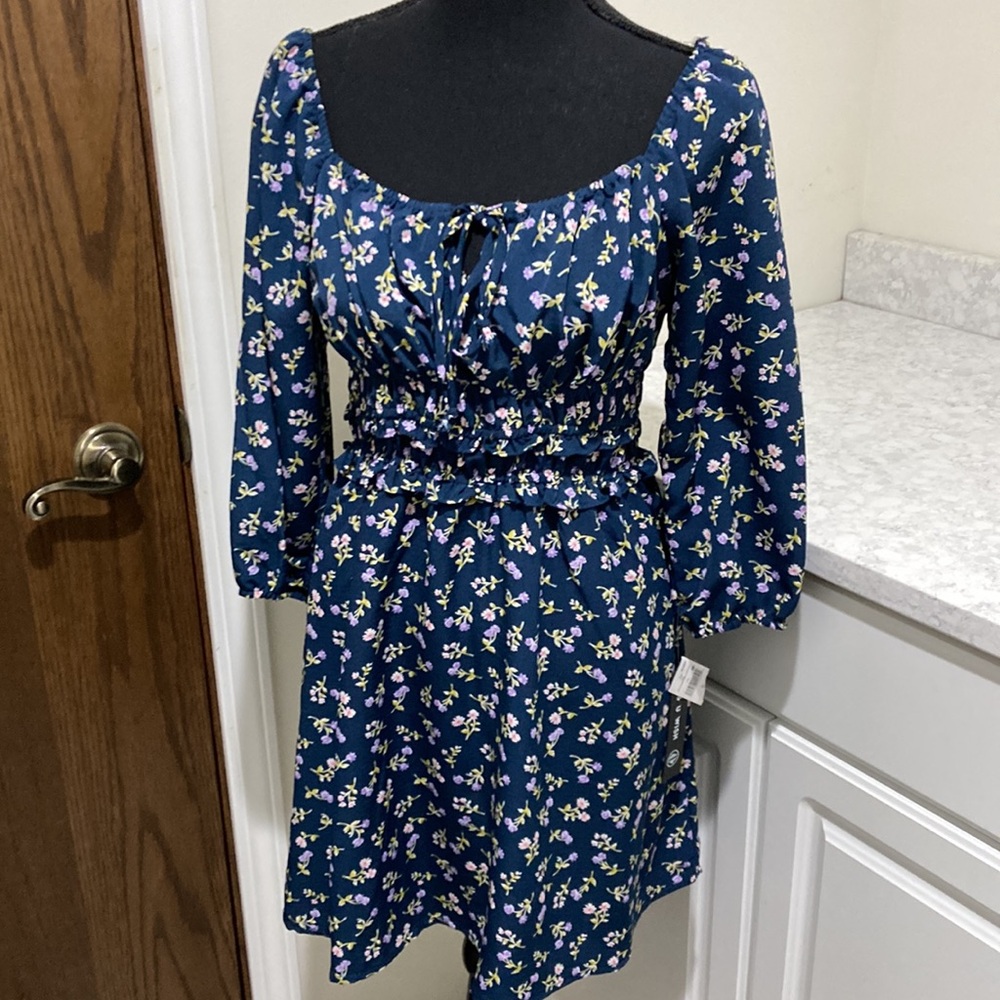 New floral smocked waist mini dress